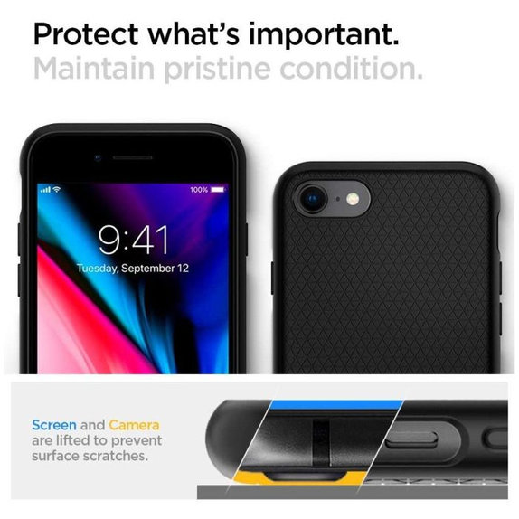 Custodia Liquid Air per iPhone 7, 8, SE 2020, SE 2022, Black, Spigen