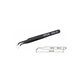 Pinzetta metallica antistatica con punta curva 120 mm, Vetus ESD-15