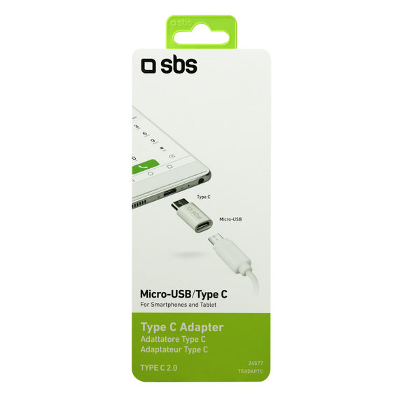 Adattatore da Micro-USB a USB-C, White, SBS