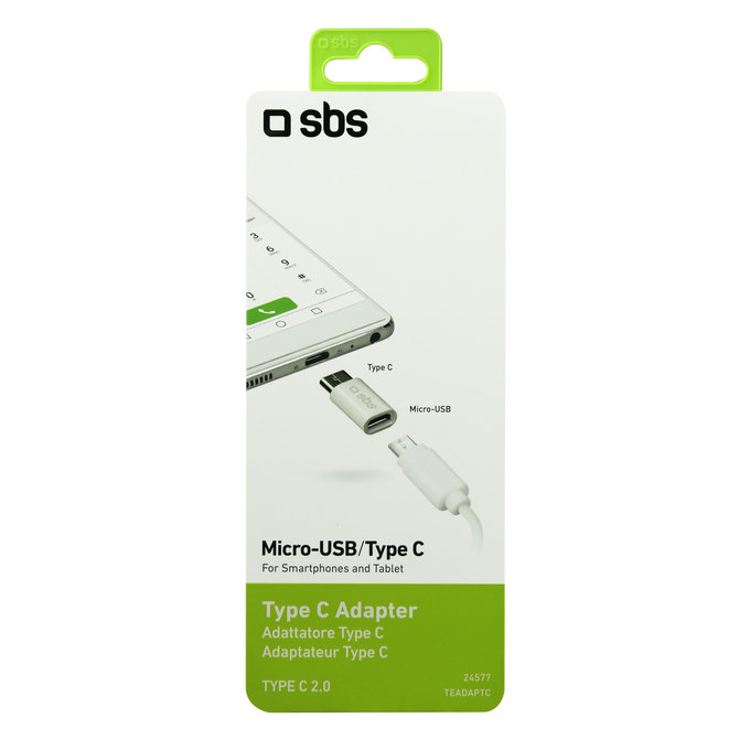 Adattatore da Micro-USB a USB-C, White, SBS