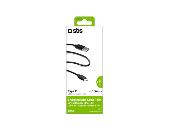 Cavo da USB-C a USB 1,5 m, Black, SBS