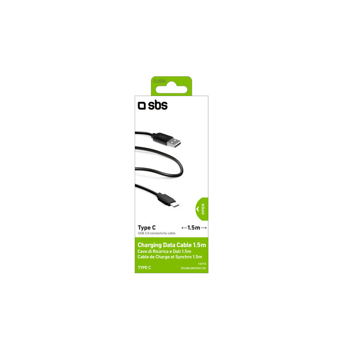 Cavo da USB-C a USB 1,5 m, Black, SBS