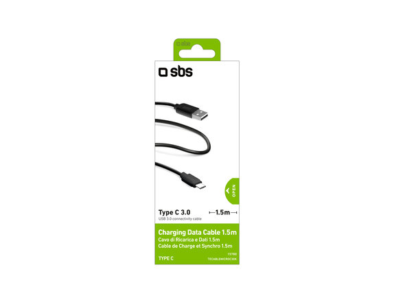 Cavo da USB-C a USB 1,5 m, Black, SBS
