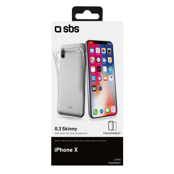 Custodia Skinny per iPhone X, XS, 11 Pro, Transparent, SBS