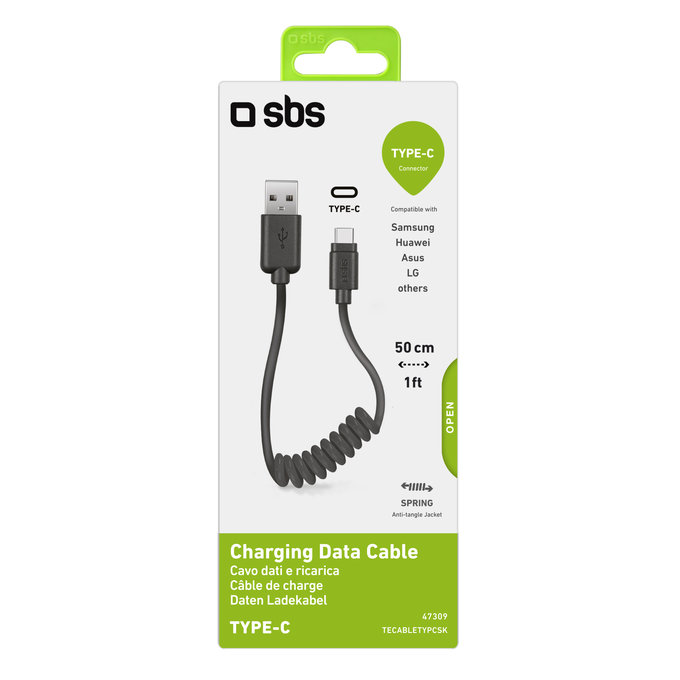 Cavo da USB-C a USB 0,5 m, Black, SBS
