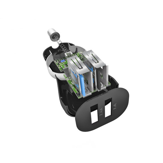 Caricatore da auto 2x USB 2.4A, Black, SBS