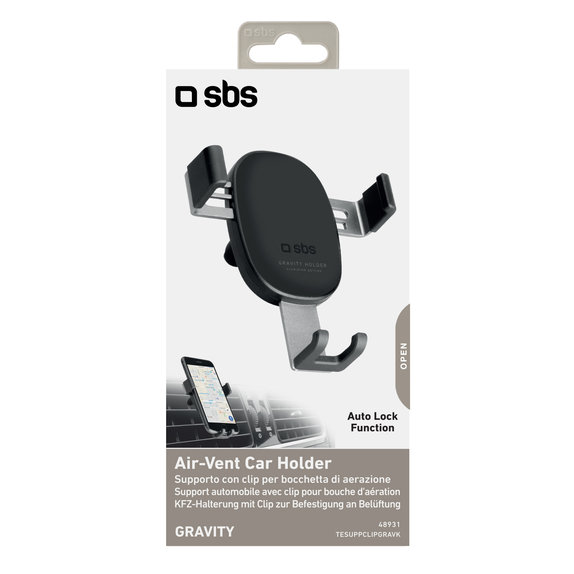 Supporto auto universale Gravity per bocchetta, Black, SBS