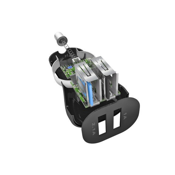 Caricatore da auto 2x USB e cavo da USB a USB-C, Black, SBS