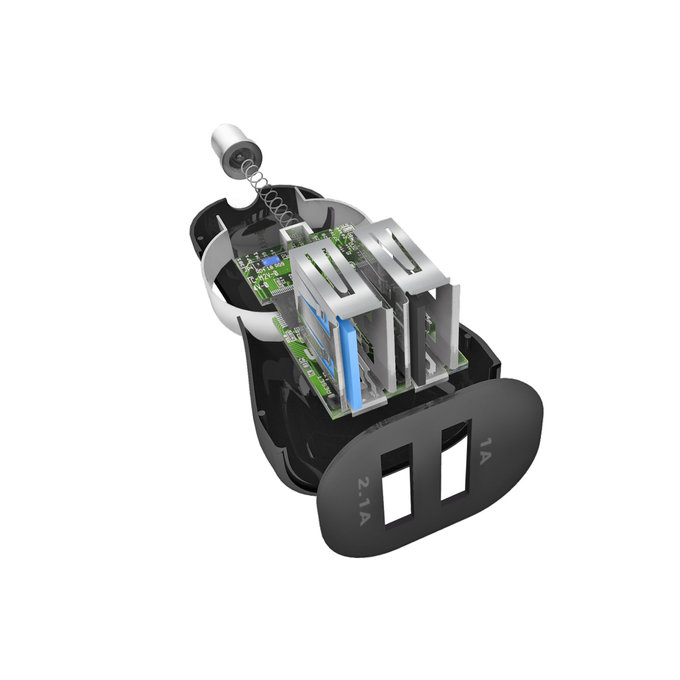Caricatore da auto 2x USB e cavo da USB a USB-C, Black, SBS