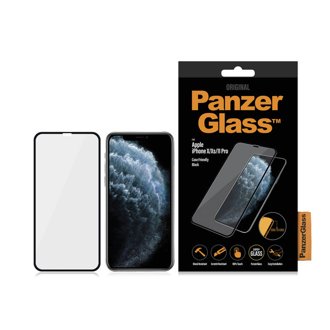 Vetro temperato Case Friendly per iPhone X, XS, 11 Pro, Black, PanzerGlass