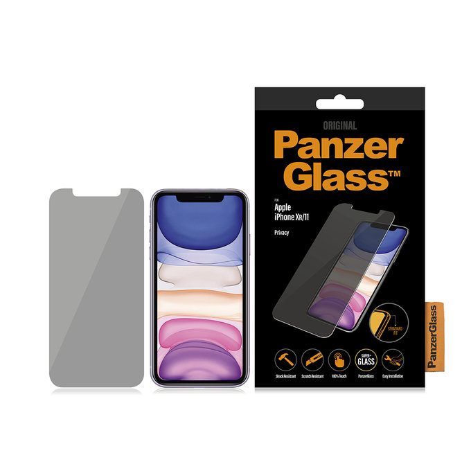 Vetro temperato Privacy Steard Fit per iPhone XR, 11, Transparent, PanzerGlass
