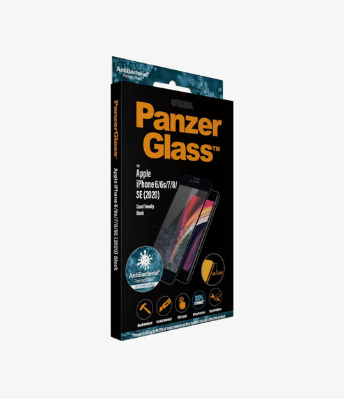 Vetro temperato Case Friendly AB per iPhone 6, 6s, 7, 8, SE 2020, SE 2022, Black, PanzerGlass