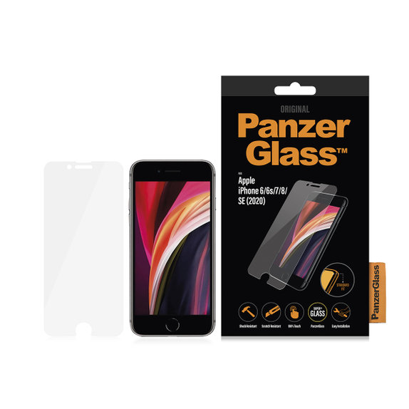 Vetro temperato Steard Fit per iPhone SE 2020, 8, 7, 6s, 6, Transparent, PanzerGlass