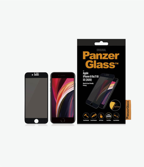 Vetro temperato Privacy Case Friendly per iPhone 6, 6s, 7, 8, SE 2020, SE 2022, Black, PanzerGlass