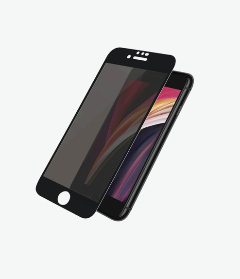 Vetro temperato Privacy Case Friendly per iPhone 6, 6s, 7, 8, SE 2020, SE 2022, Black, PanzerGlass