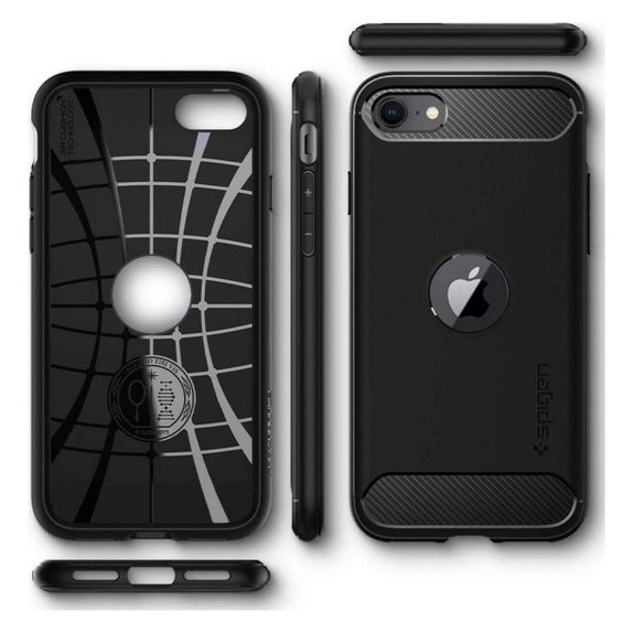 Custodia Rugged Armor per iPhone SE 2020, SE 2022, Black, Spigen