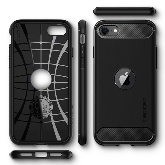 Custodia Rugged Armor per iPhone SE 2020, SE 2022, Black, Spigen