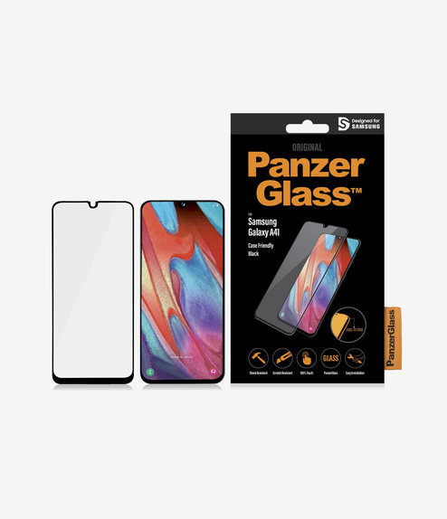 Vetro temperato Case Friendly per Samsung A41, Black, PanzerGlass