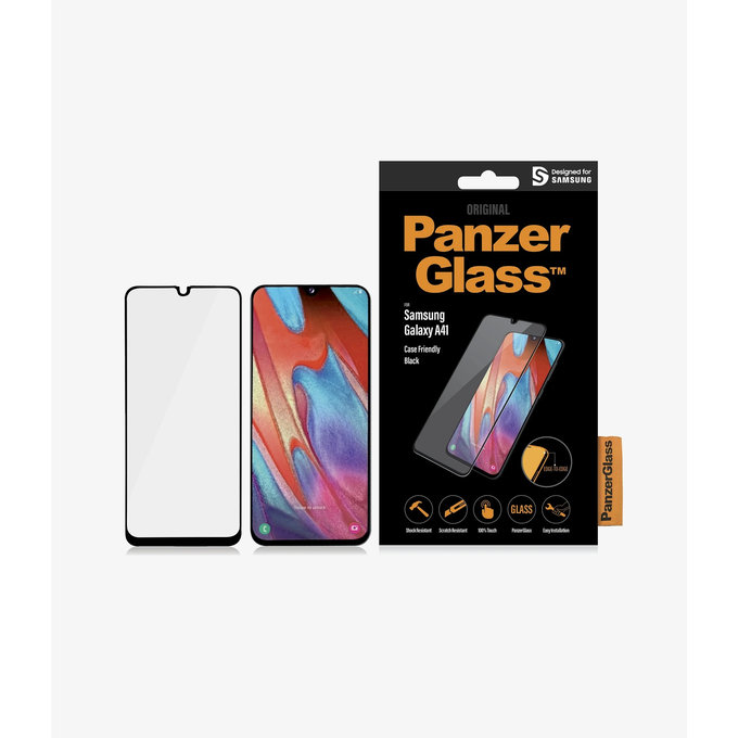 Vetro temperato Case Friendly per Samsung A41, Black, PanzerGlass