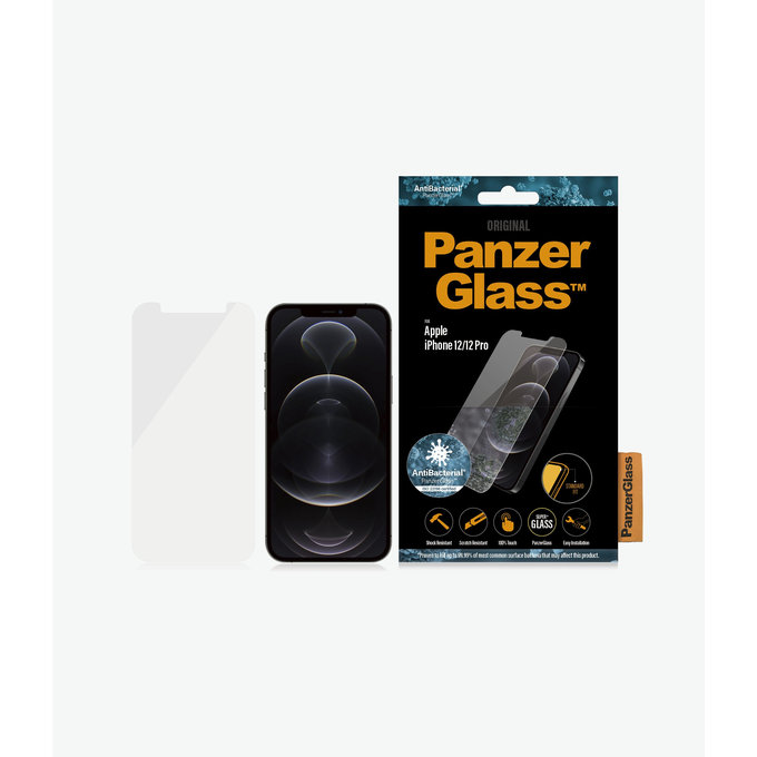 Vetro temperato Steard Fit AB per iPhone 12, 12 Pro, Transparent, PanzerGlass