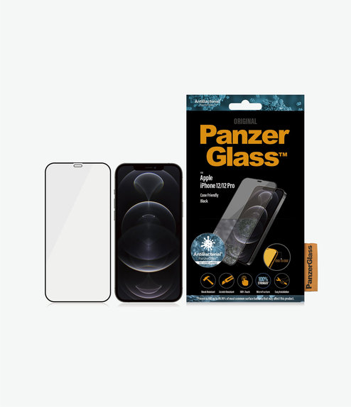 Vetro temperato Case Friendly AB per iPhone 12, 12 Pro, Black, PanzerGlass