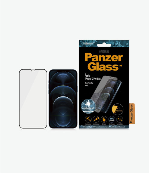 Vetro temperato Case Friendly AB per iPhone 12 Pro Max, Black, PanzerGlass