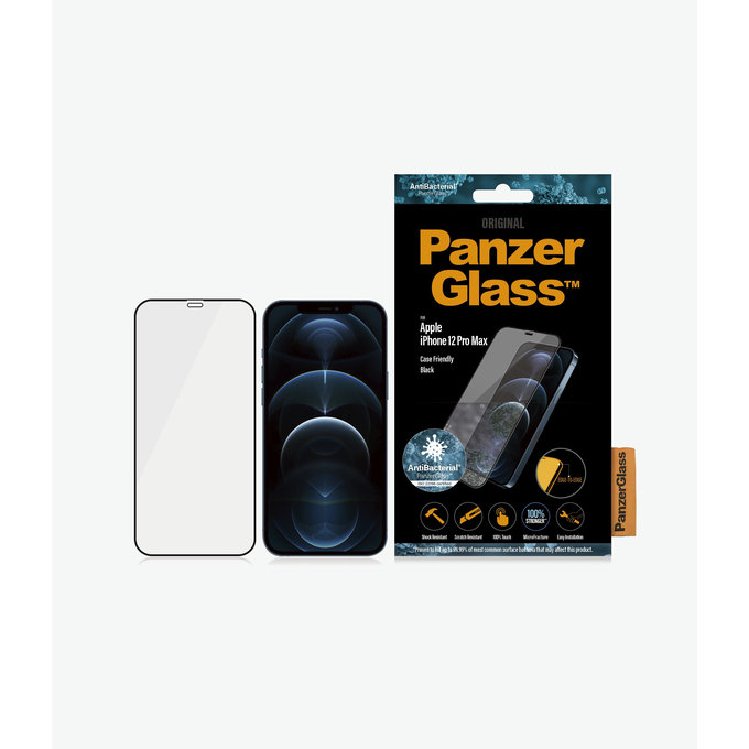 Vetro temperato Case Friendly AB per iPhone 12 Pro Max, Black, PanzerGlass