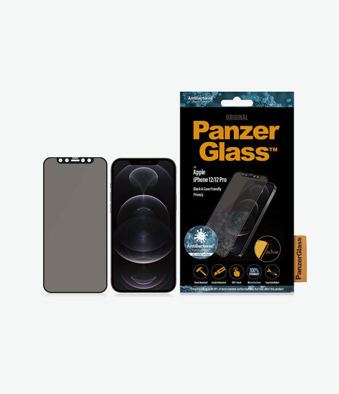 Vetro temperato Privacy Case Friendly AB per iPhone 12, 12 Pro, Black, PanzerGlass