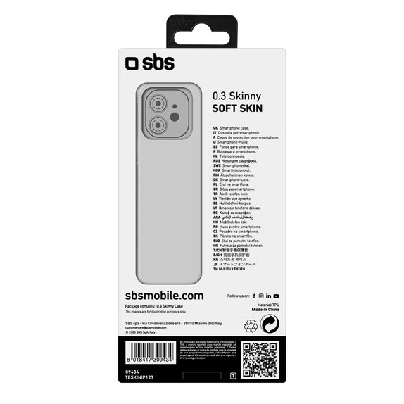 Custodia Skinny per iPhone 12 mini, Transparent, SBS
