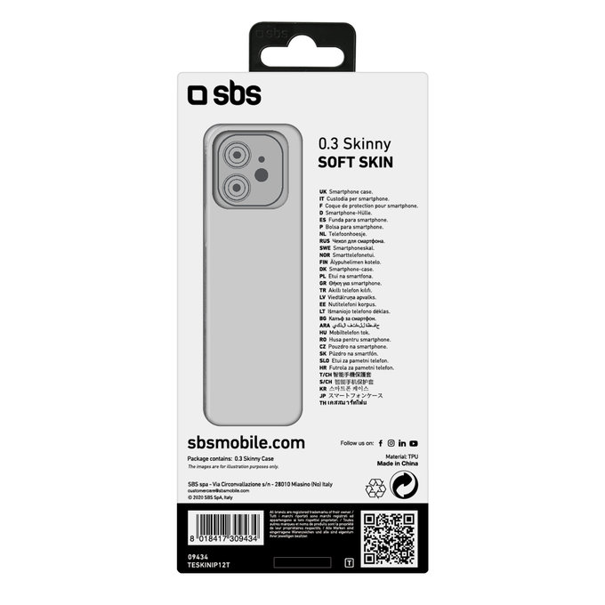 Custodia Skinny per iPhone 12 mini, Transparent, SBS