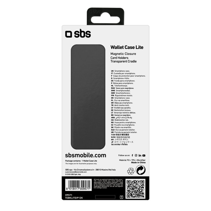 Custodia Book Wallet Lite per iPhone 12 mini, Black, SBS