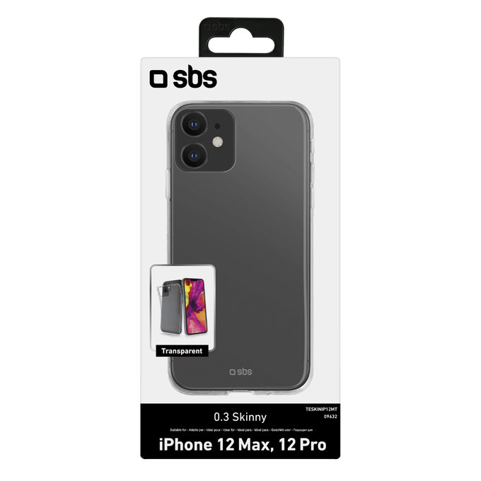 Custodia Skinny per iPhone 12, 12 Pro, Transparent, SBS