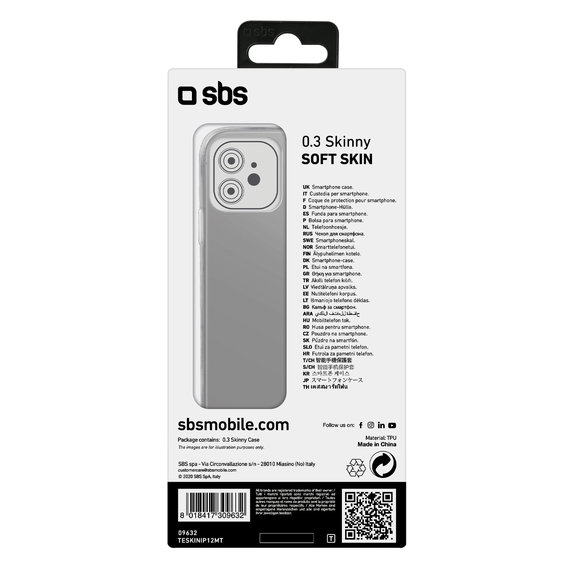 Custodia Skinny per iPhone 12, 12 Pro, Transparent, SBS