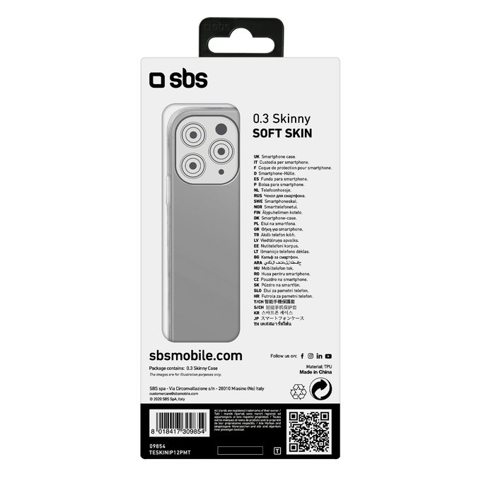 Custodia Skinny per iPhone 12 Pro Max, Transparent, SBS