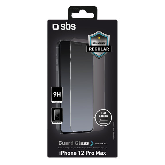 Vetro temperato per iPhone 12 Pro Max, Transparent, SBS