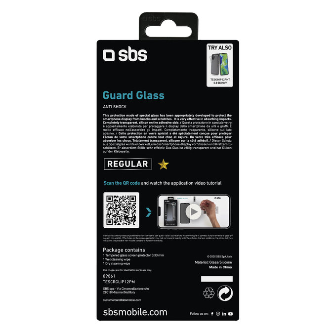 Vetro temperato per iPhone 12 Pro Max, Transparent, SBS