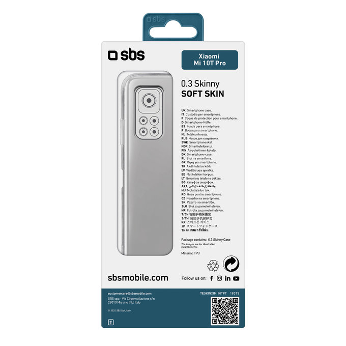 Custodia Skinny per Xiaomi Mi 10T Pro, Transparent, SBS