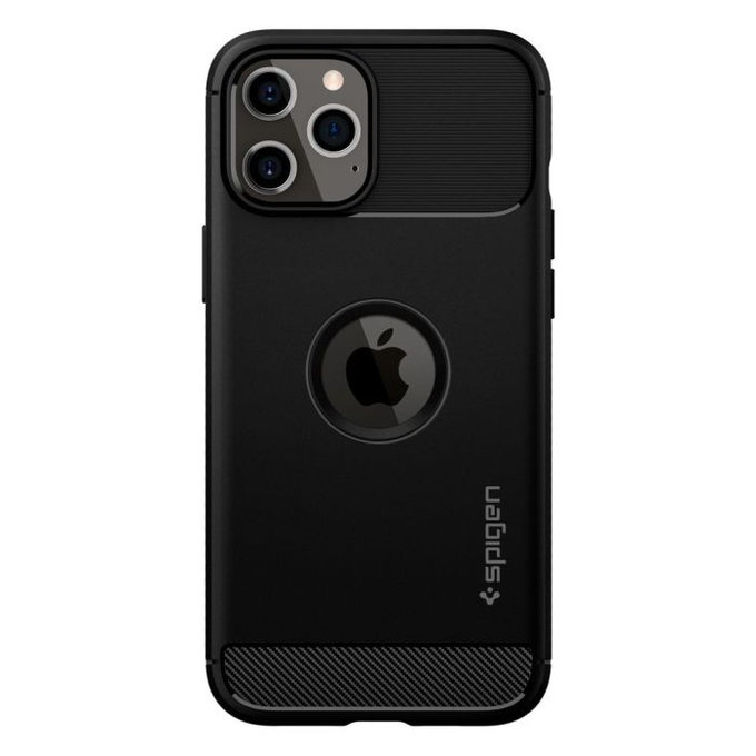 Custodia Rugged Armor per iPhone 12, 12 Pro, Black, Spigen