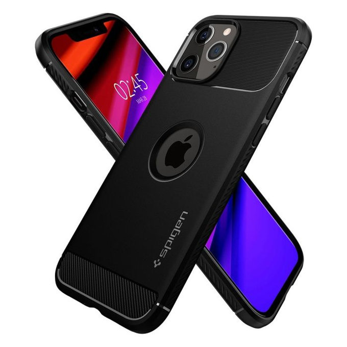 Custodia Rugged Armor per iPhone 12, 12 Pro, Black, Spigen