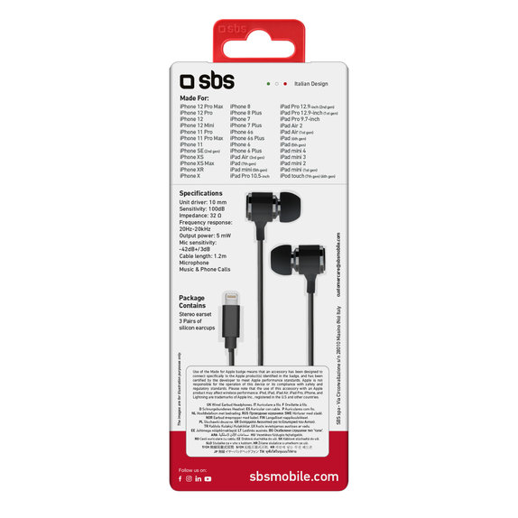Cuffie con microfono Lightning, Black, SBS