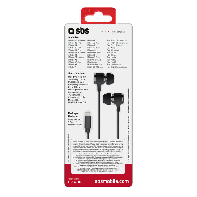Cuffie con microfono Lightning, Black, SBS