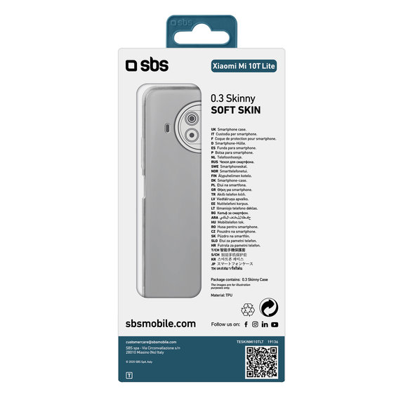 Custodia Skinny per Xiaomi Mi 10T Lite 5G, Transparent, SBS