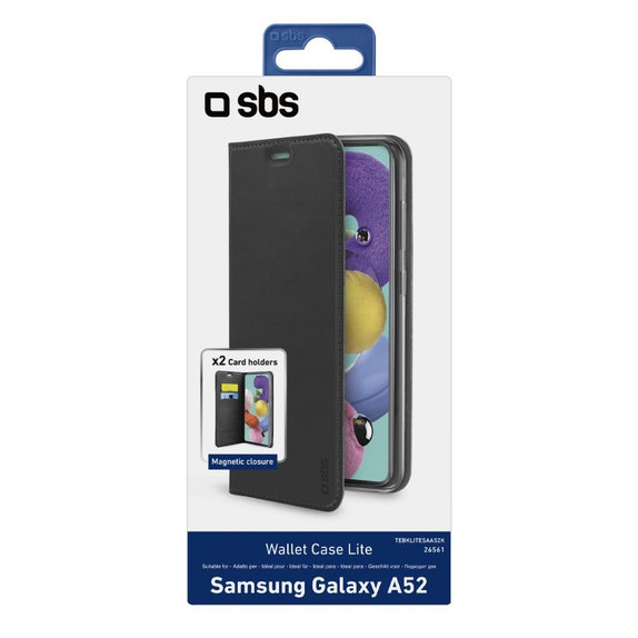 Custodia Book Wallet Lite per Samsung A52, Black, SBS
