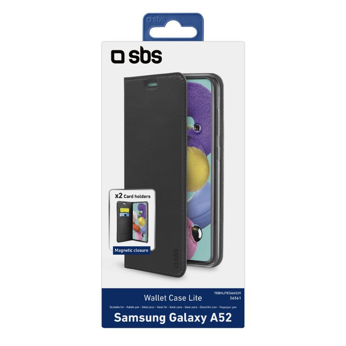 Custodia Book Wallet Lite per Samsung A52, Black, SBS