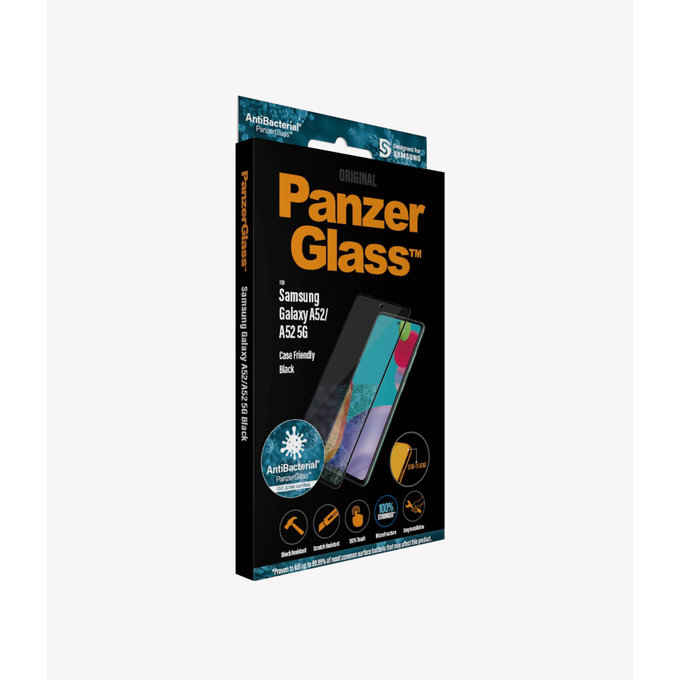 Vetro temperato Case Friendly AB per Samsung A52, A52 5G, A52s, A53 5G, Black, PanzerGlass
