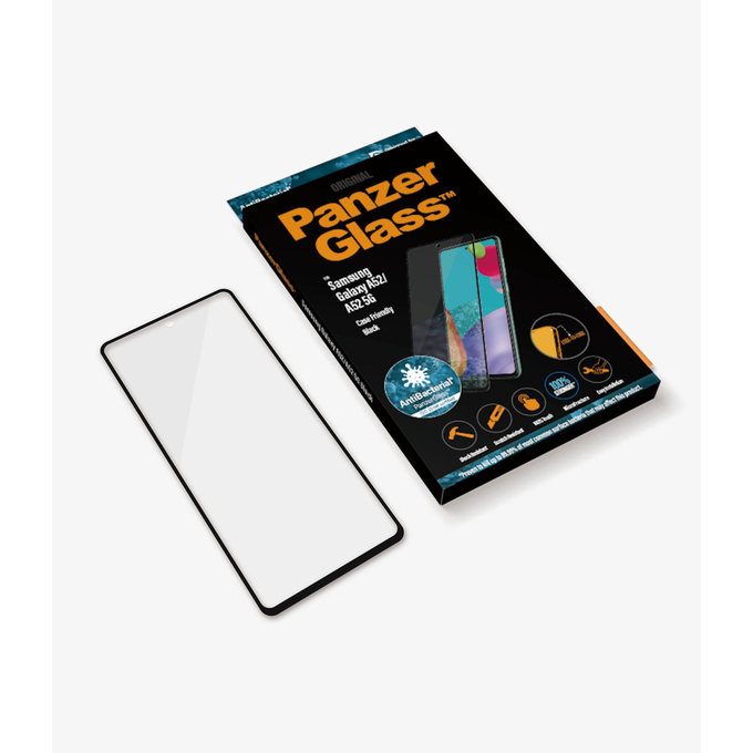 Vetro temperato Case Friendly AB per Samsung A52, A52 5G, A52s, A53 5G, Black, PanzerGlass