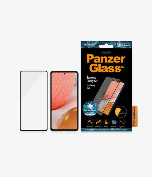 Vetro temperato Case Friendly AB per Samsung A72, Black, PanzerGlass