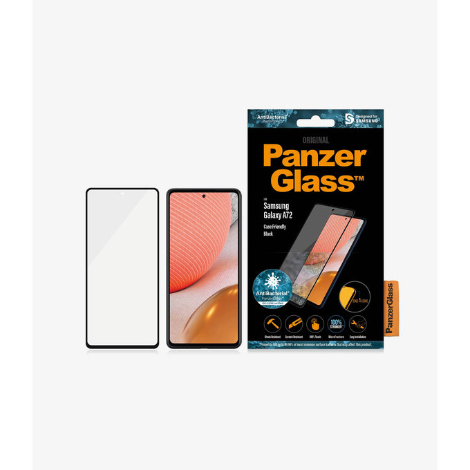 Vetro temperato Case Friendly AB per Samsung A72, Black, PanzerGlass
