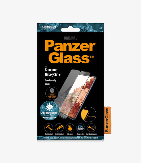 Vetro temperato Case Friendly AB per Samsung S21+, Fingerprint komp., Black, PanzerGlass