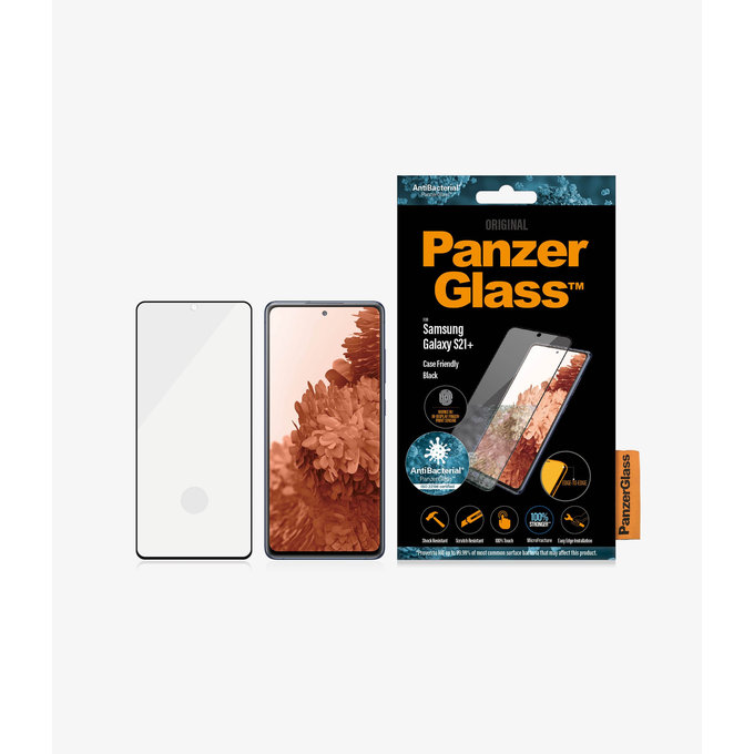 Vetro temperato Case Friendly AB per Samsung S21+, Fingerprint komp., Black, PanzerGlass